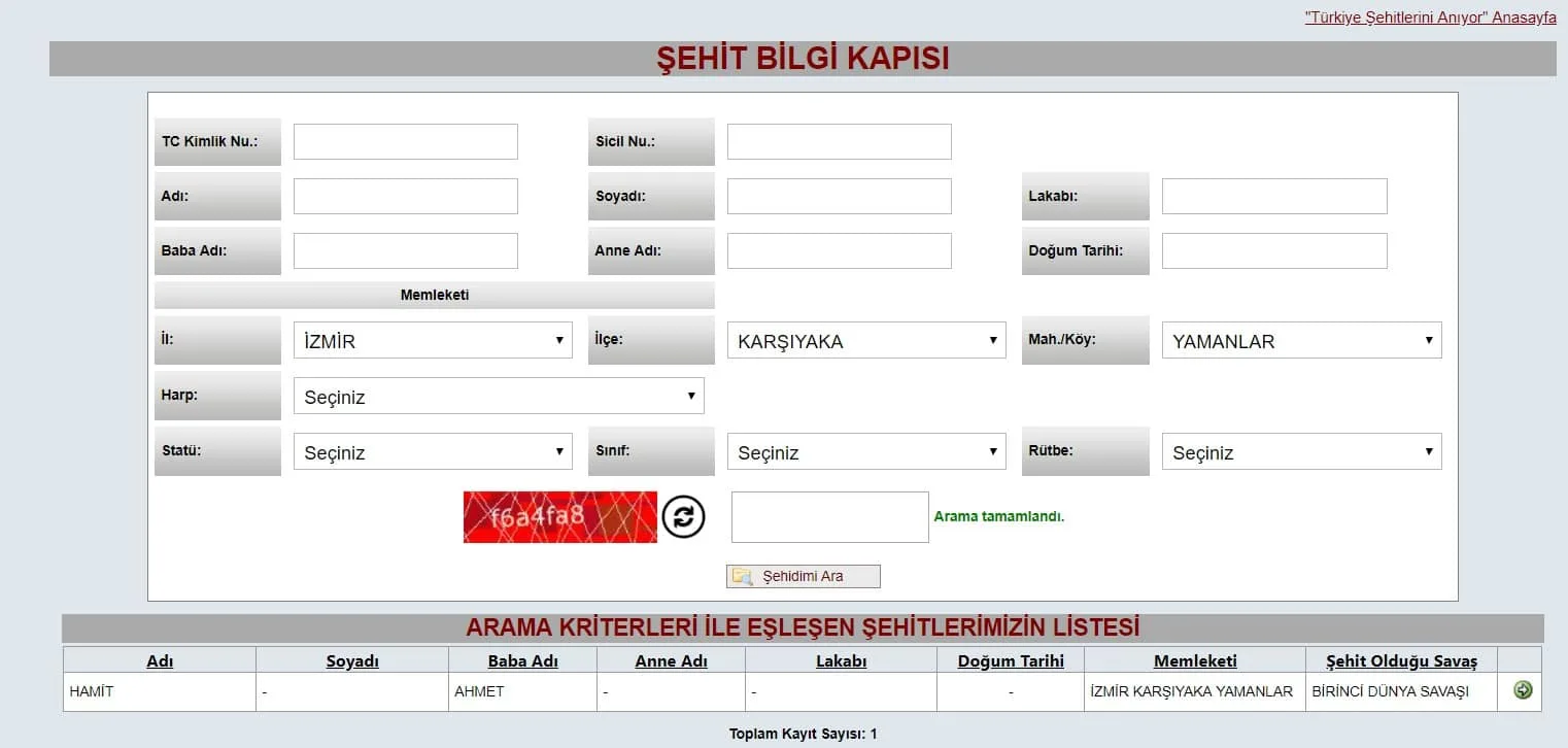 Şehit Listesi